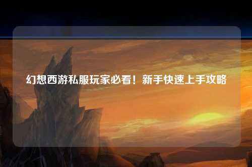 幻想西游私服玩家必看！新手快速上手攻略